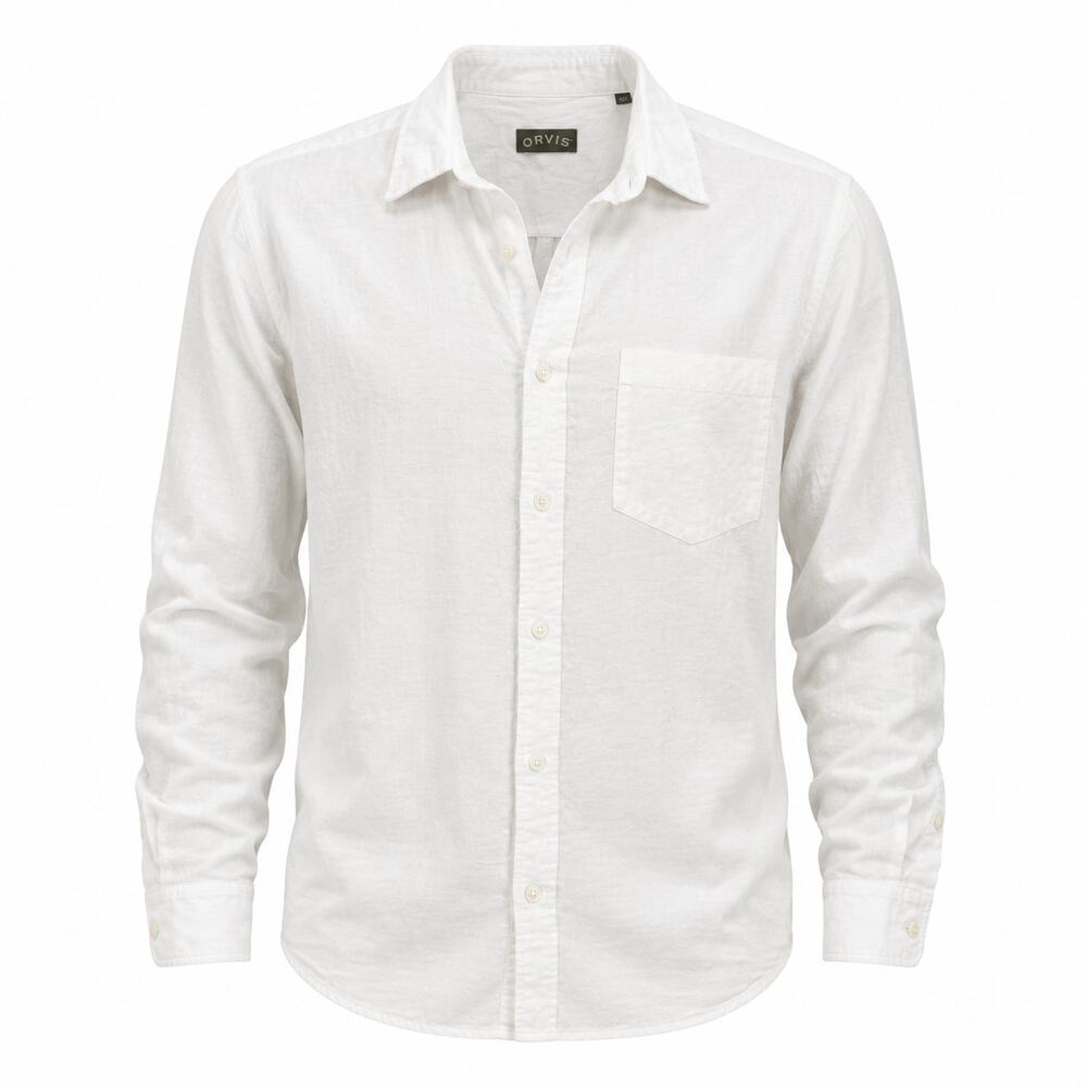 ORVIS 100% Linen Button Up Shirt Mens Large Lightweight Breathable Classic Prep